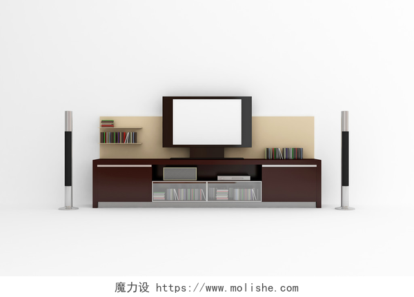 客厅中的电视和电视柜LCD TV